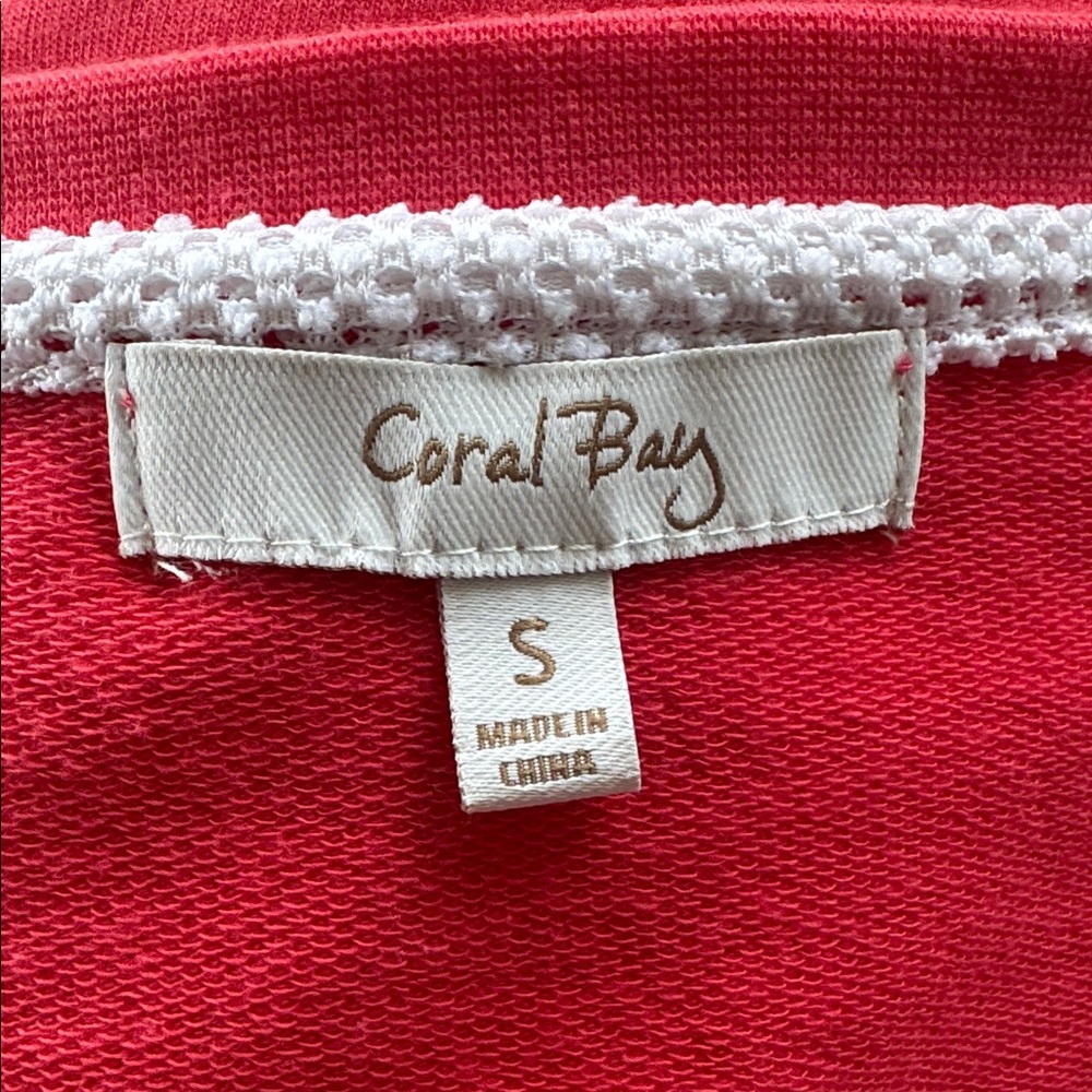 Coral Bay pink white mesh pouch pocket crop sleeve cotton top size small - Picture 13 of 15